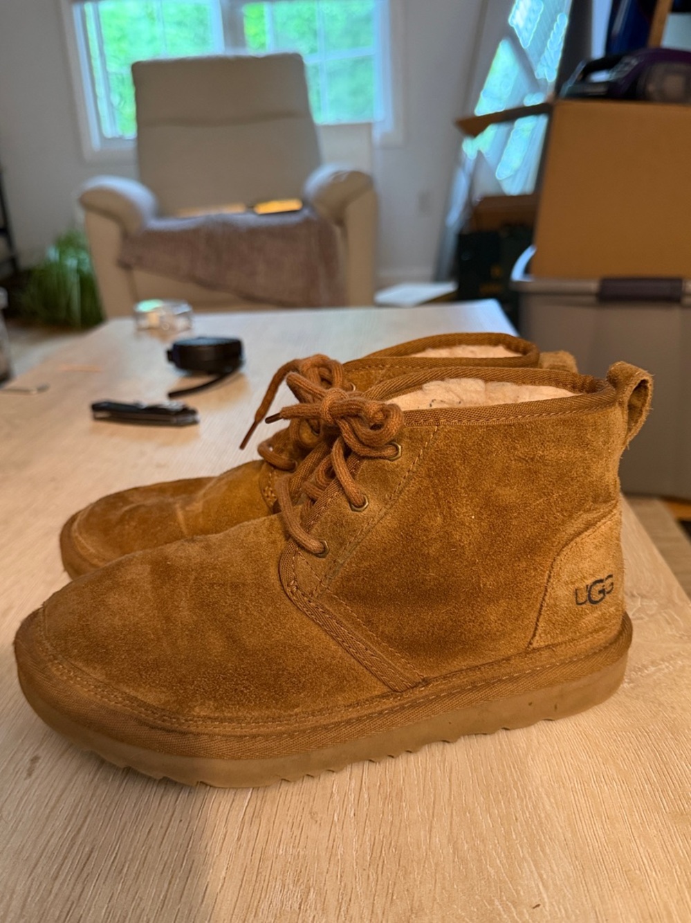 UGG Chestnut Suede Lace-Up Ankle Boots